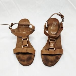 AEROSOLES Brown Strappy Wedge Sandals